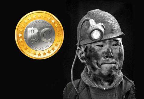 A miner examines the intricate components of a Bitcoin mining rig, highlighting the technological prowess involved.