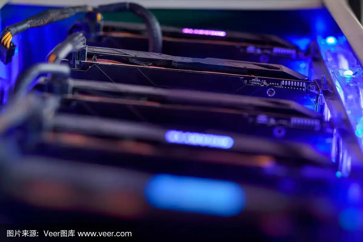Sprawling mining farm with rows of mining rigs working in unison