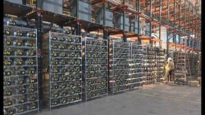 A modern mining farm hosting multiple cryptocurrency mining rigs efficiently